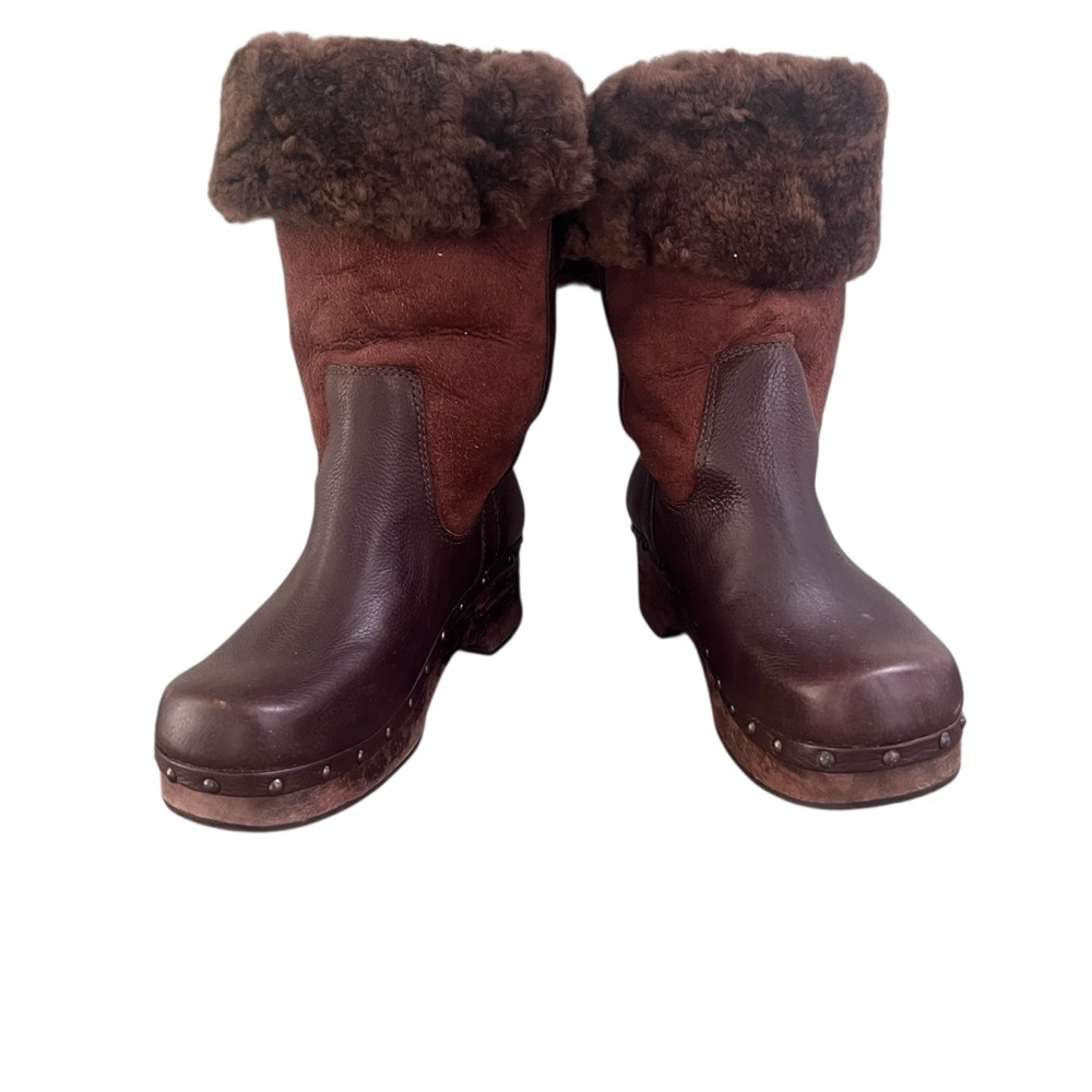 Frye Morgan Shearling Clog Boots Brown 7.5B - Picture 5 of 11